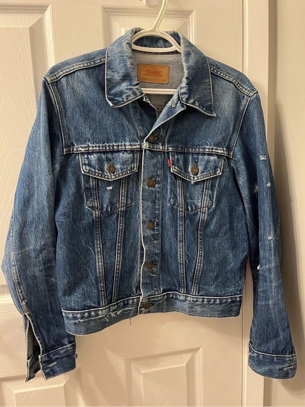 Vintage 80s Levi's 70506 Distressed Grunge Denim Jacket USA 40